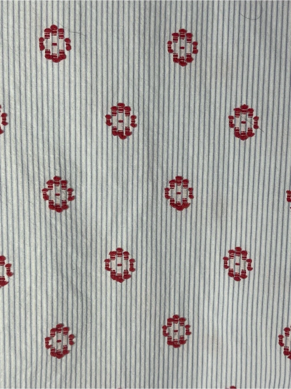 LOFT Floral Puff Sleeve Blouse Blue Striped Red Print XL